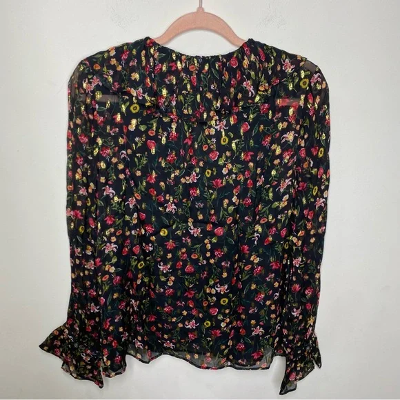 J.Crew Ruffleneck Top In Midnight Vintage Floral - Picture 7 of 8